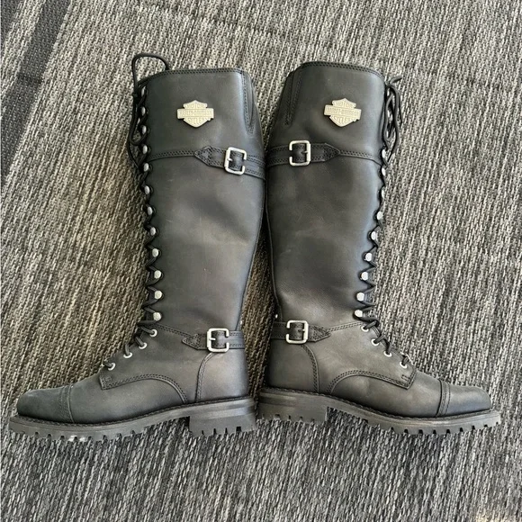 Harley-Davidson Leather Boots Beechwood Motorcycle Size 8 Size Tall Riding Boots - Picture 3 of 16